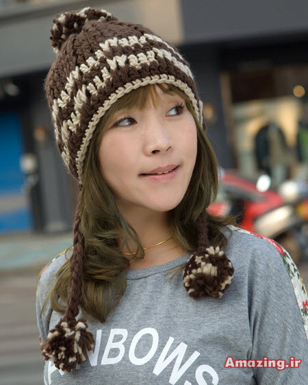 کلاه بافتنی دخترانه , مدل کلا بافتنی 2015 , کلاه بافتنی کره ایی