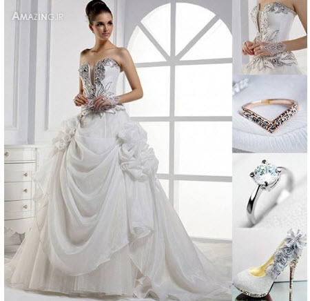 ستست لباس عروس , لباس عروس شیک , مدل لباس عروس سال , ست کامل لباس عروس