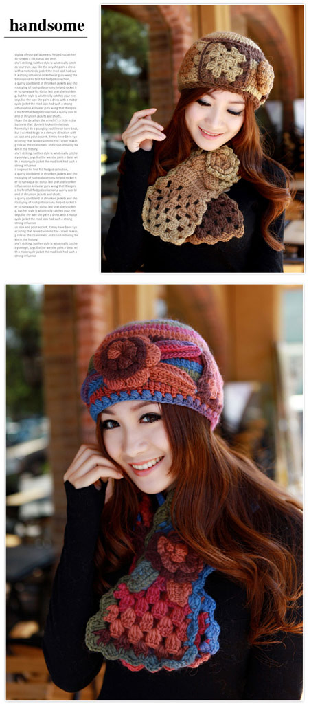  مدل کلاه بافتنی دخترانه کره ایی 2014 , مدل کلاه بافتنی 2014 , مدل شال بافتنی , مدل شال و کلاه زمستانی
