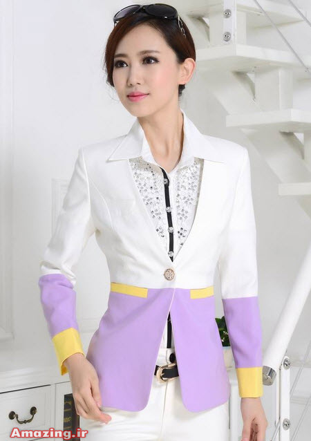 مدل کت و دامن بلند با پارچه دو رنگ