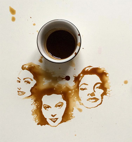 عکس جالب , نقاشی با قهوه , قهوه ریخته شده روی زمین, نقاشی هنری با قهوه